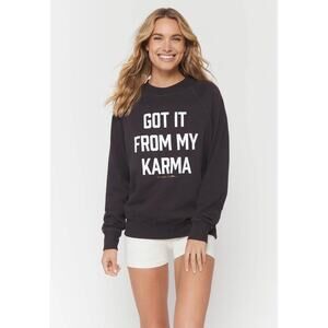 Spiritual Gangster “Got It From My Karma” Graphic Sweatshirt XS NWT Black